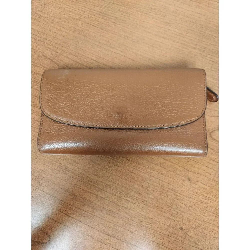 Coach BROWN Camel color Authentic Coach wallet F52715 AND CHECKBOOK COVER